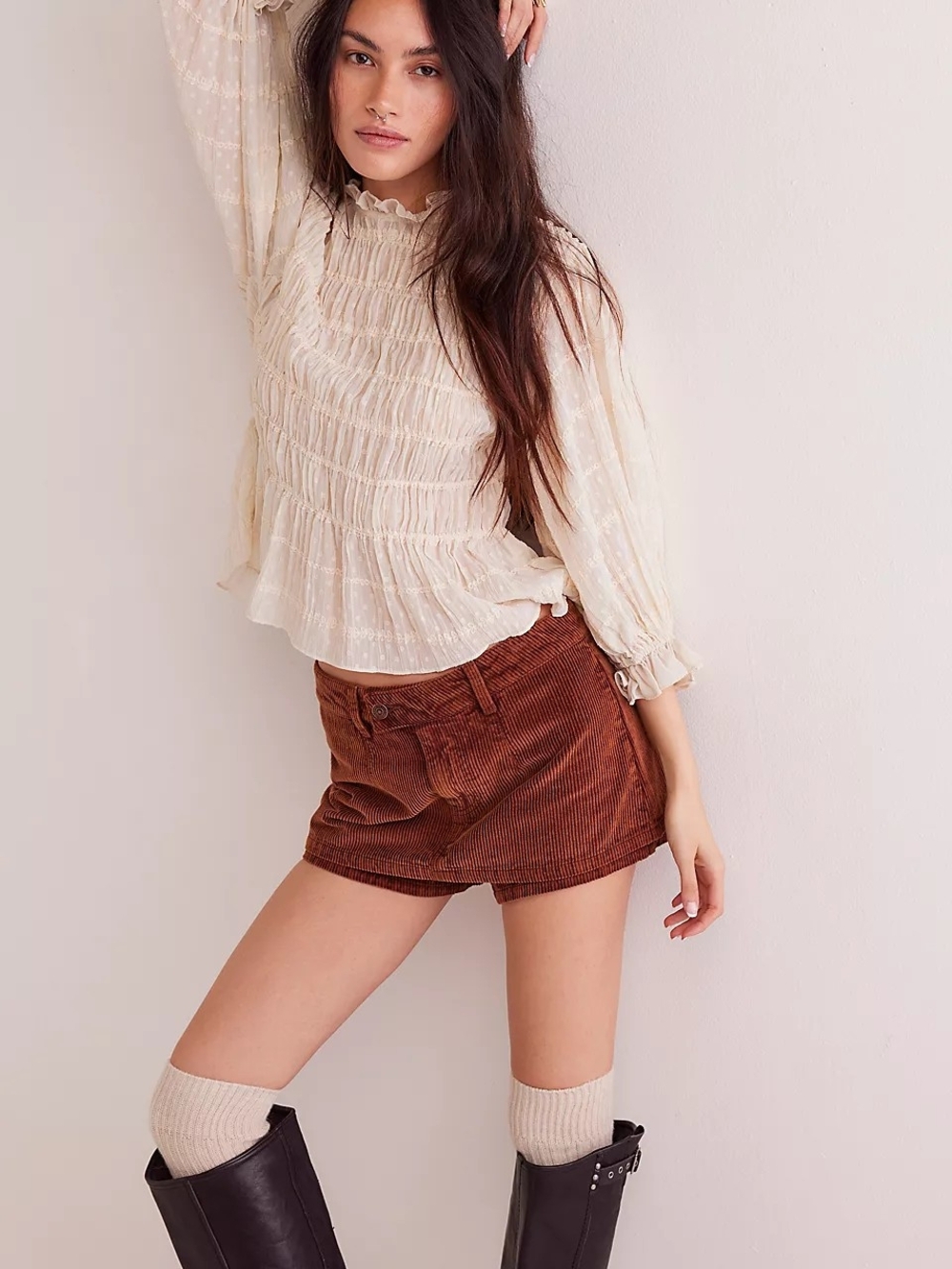 Free People Gala-vanting Low Rise Cord Skort NWT